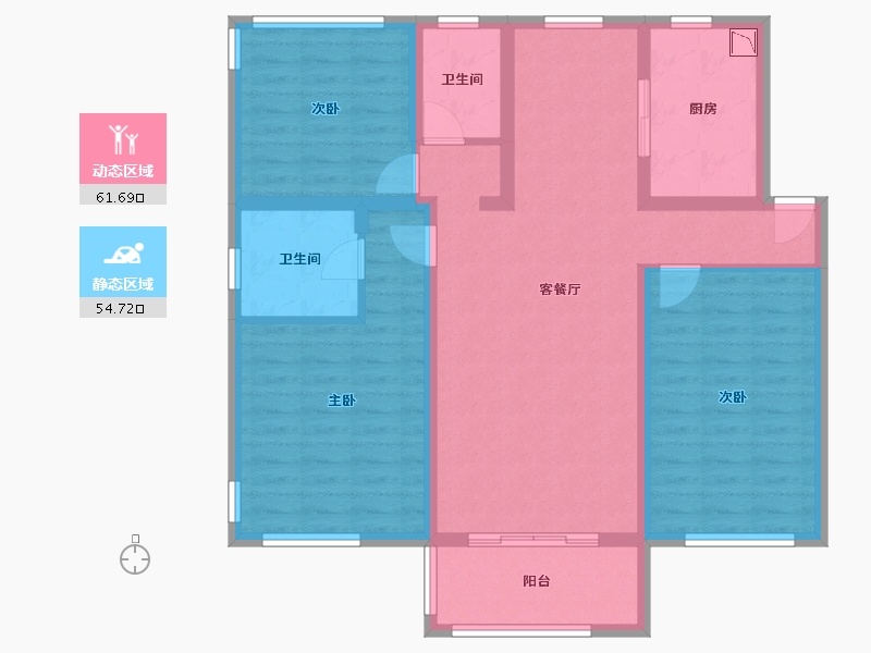 江苏省-南京市-仁恒公园世纪5幢,6幢建面130m²-103.73-户型库-动静分区