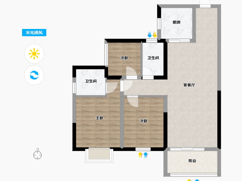 湖南省-长沙市-保利茉莉公馆3号楼,2号楼建面112m²-81.22-户型库-采光通风