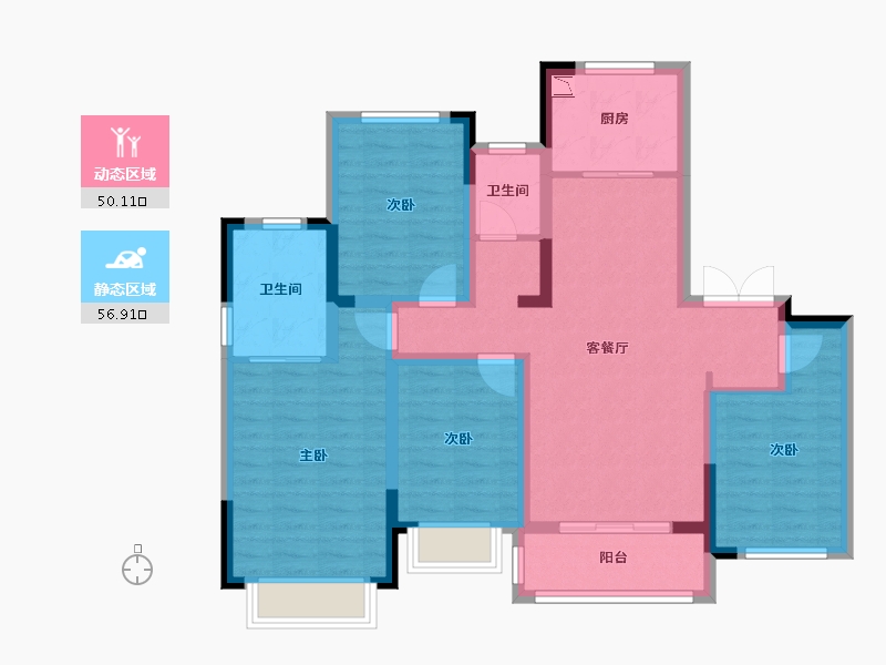 江苏省-南京市-中建国熙台2幢,3幢,12幢,15幢,16幢建面142m²-94.31-户型库-动静分区