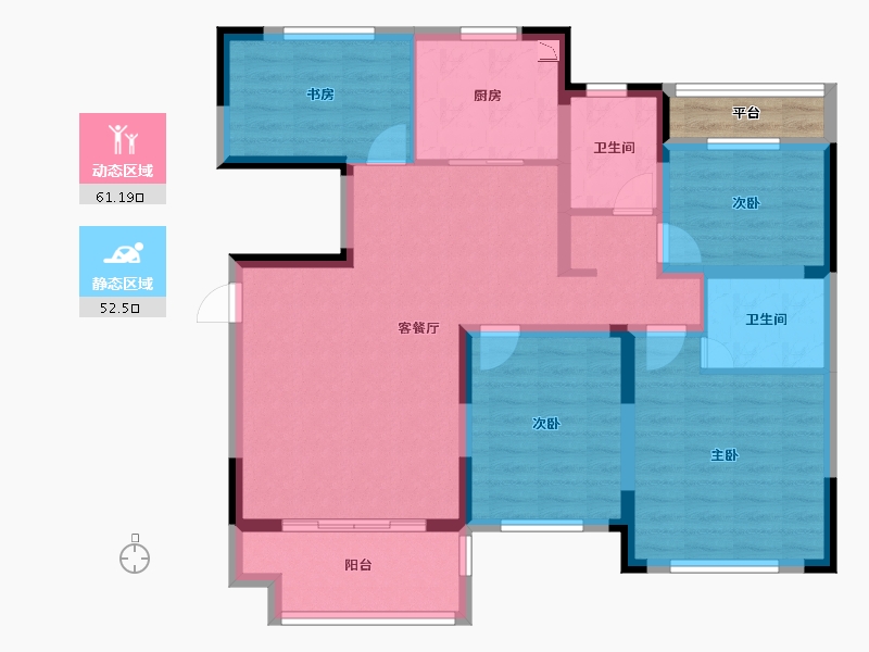 江苏省-南京市-金都华府建面129m²-103.91-户型库-动静分区