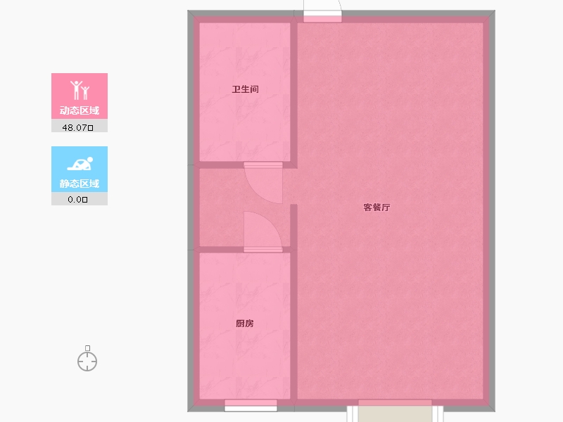 湖南省-长沙市-东塘SOHO建面64m²-43.88-户型库-动静分区