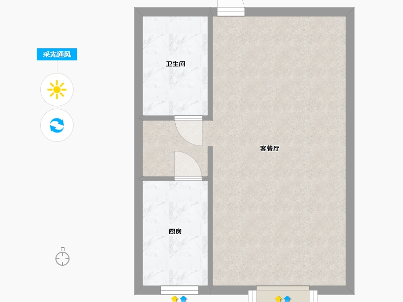 湖南省-长沙市-东塘SOHO建面64m²-43.88-户型库-采光通风