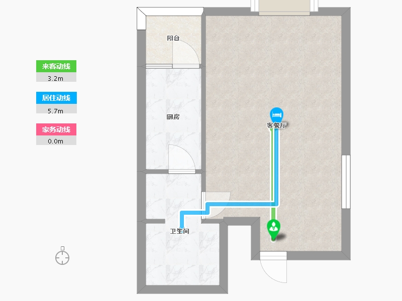 湖南省-长沙市-东塘SOHO建面58m²-39.87-户型库-动静线