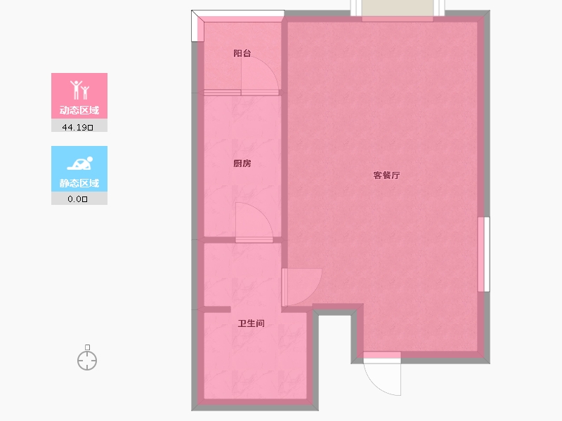 湖南省-长沙市-东塘SOHO建面58m²-39.87-户型库-动静分区