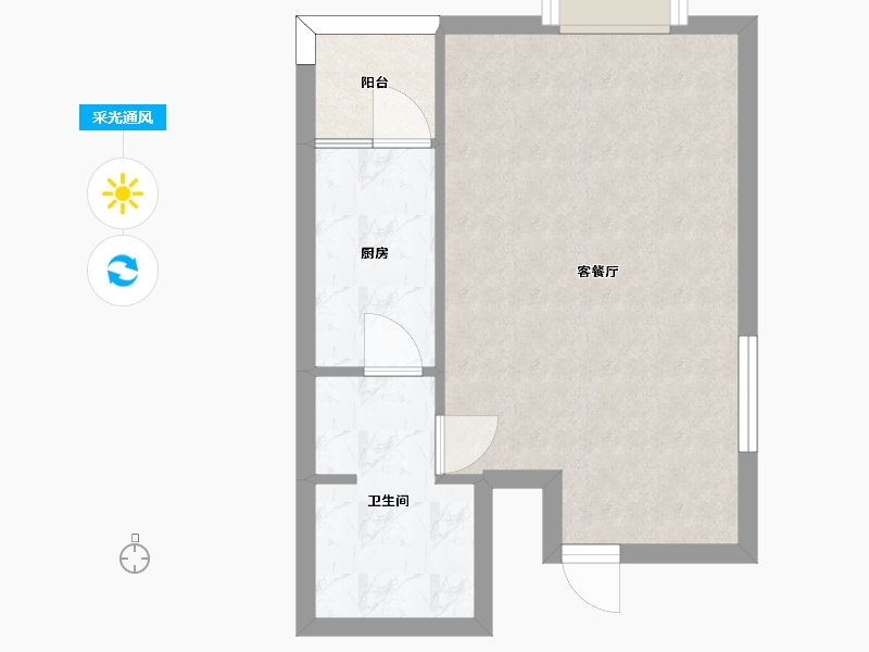 湖南省-长沙市-东塘SOHO建面58m²-39.87-户型库-采光通风