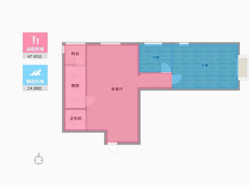 湖南省-长沙市-东塘SOHO建面90m²-65.66-户型库-动静分区