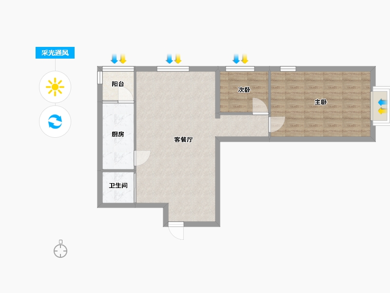 湖南省-长沙市-东塘SOHO建面90m²-65.66-户型库-采光通风