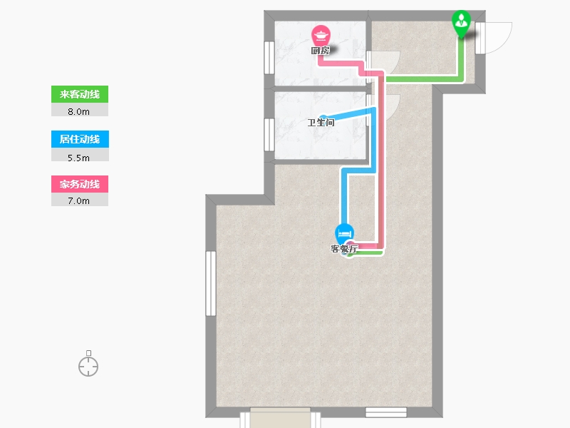 湖南省-长沙市-东塘SOHO建面67m²-45.41-户型库-动静线