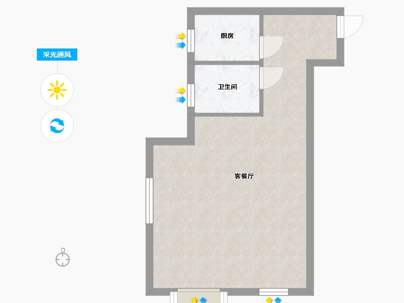 湖南省-长沙市-东塘SOHO建面67m²-45.41-户型库-采光通风