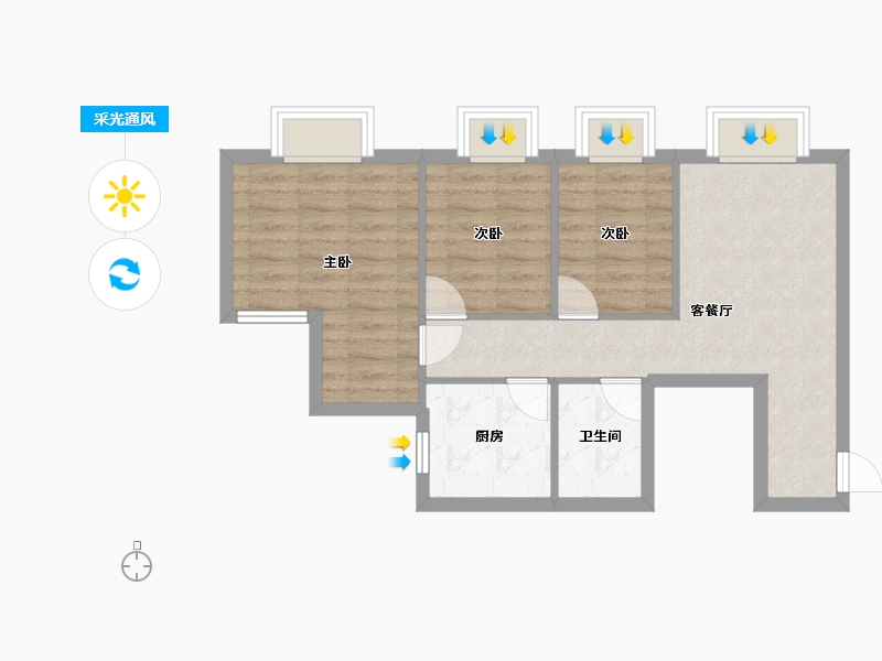 湖南省-长沙市-东塘SOHO建面87m²-57.83-户型库-采光通风