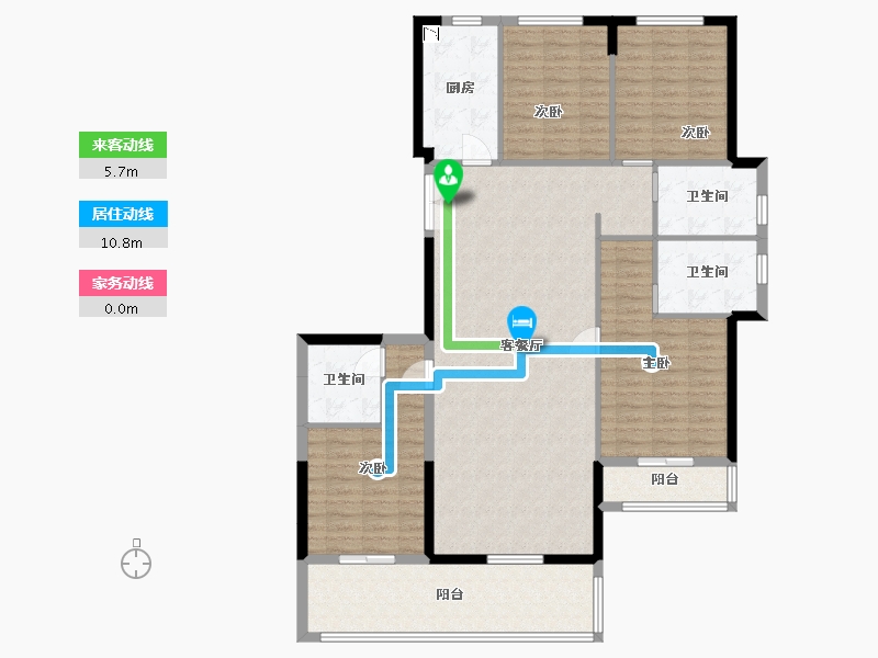 湖南省-长沙市-高峰璟麟府3号楼C3户型180m²-138.86-户型库-动静线