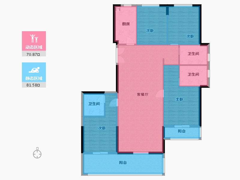 湖南省-长沙市-高峰璟麟府3号楼C3户型180m²-138.86-户型库-动静分区