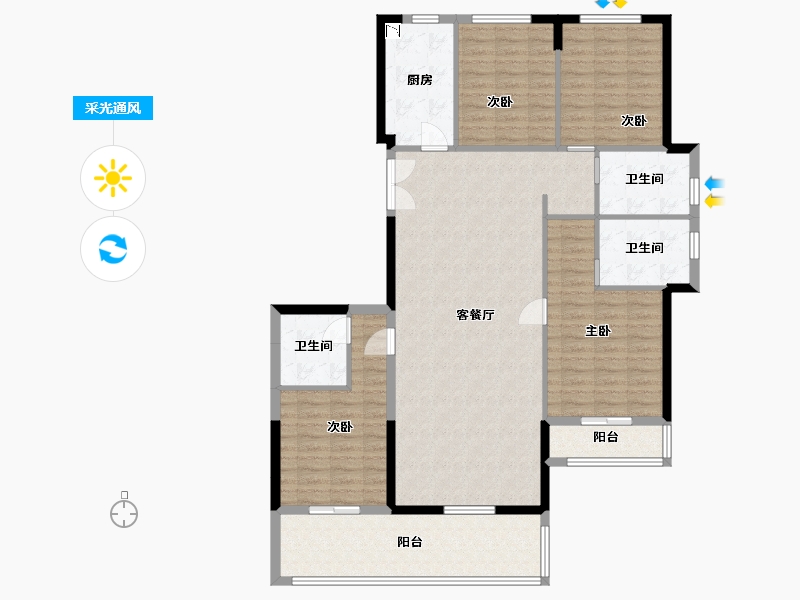 湖南省-长沙市-高峰璟麟府3号楼C3户型180m²-138.86-户型库-采光通风