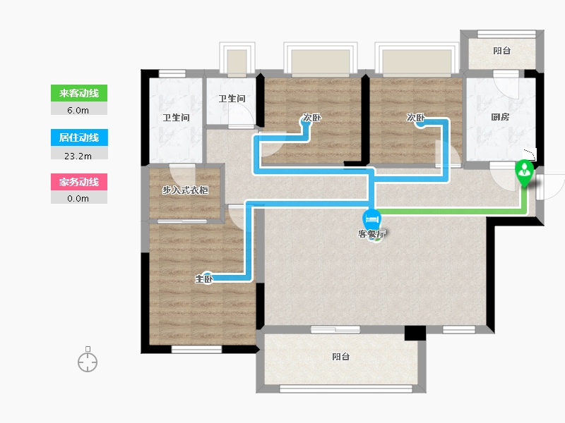 湖南省-长沙市-合能枫丹丽舍7号楼建面121m²-91.50-户型库-动静线