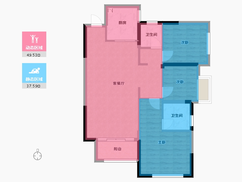 湖南省-长沙市-合能枫丹丽舍7号楼建面103m²-78.31-户型库-动静分区