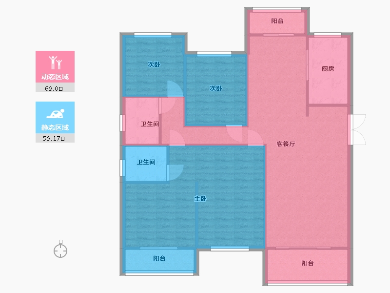 湖南省-长沙市-和立星雅苑4号建面148m²-117.79-户型库-动静分区