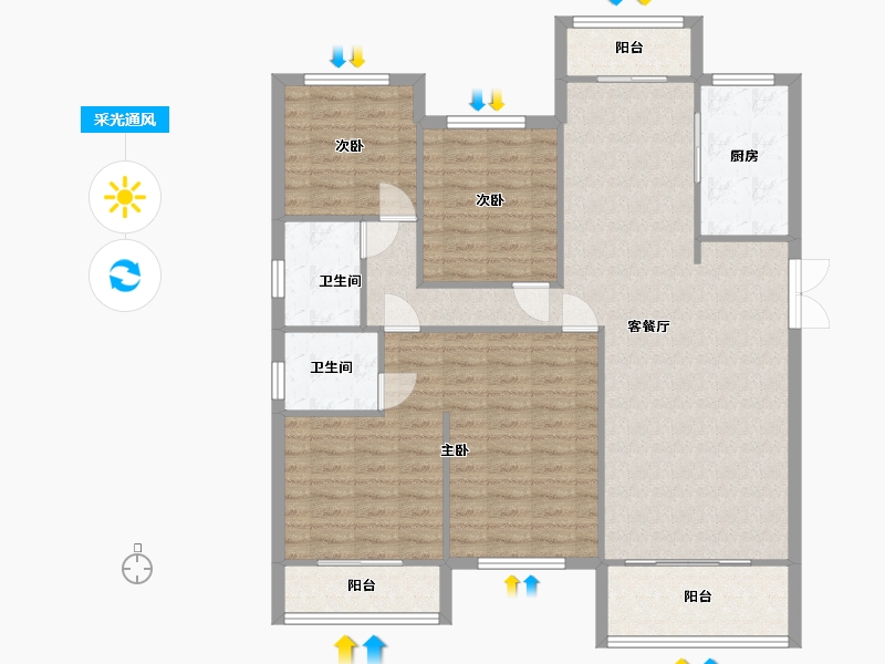 湖南省-长沙市-和立星雅苑4号建面148m²-117.79-户型库-采光通风