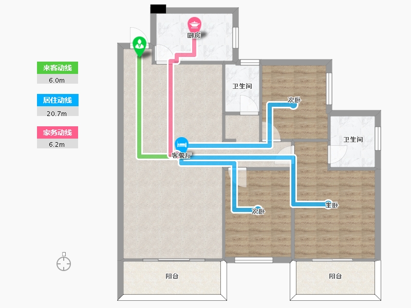 湖南省-长沙市-和立星雅苑建面120m²-99.92-户型库-动静线