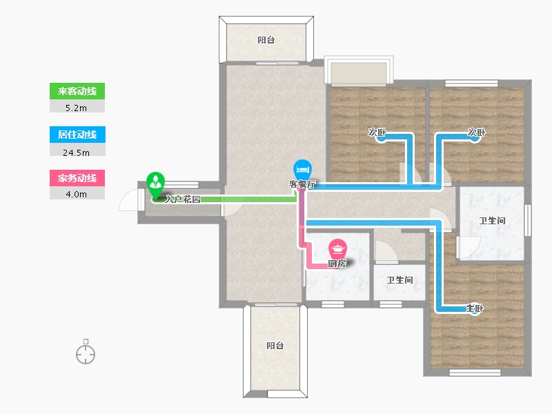 湖南省-长沙市-和立星雅苑建面124m²-96.76-户型库-动静线