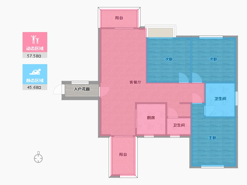 湖南省-长沙市-和立星雅苑建面124m²-96.76-户型库-动静分区