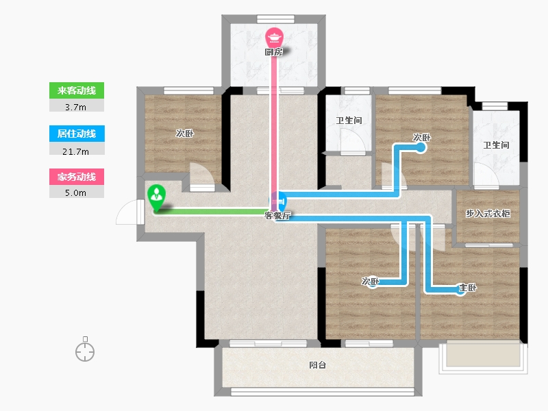 湖南省-长沙市-梅溪悦章9栋建面128m²-93.88-户型库-动静线