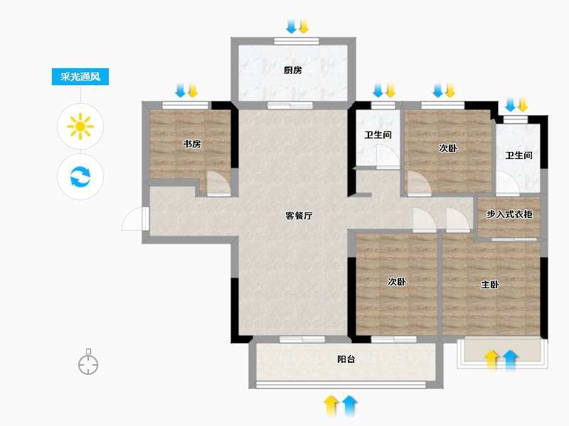 湖南省-长沙市-梅溪悦章10栋,9栋建面143m²-97.04-户型库-采光通风