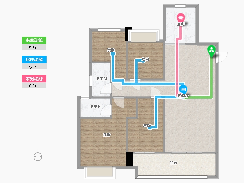 湖南省-长沙市-南山梅溪一方6栋建面152m²-121.60-户型库-动静线