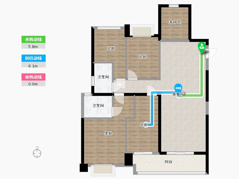 湖南省-长沙市-南山梅溪一方5栋建面157m²-125.96-户型库-动静线