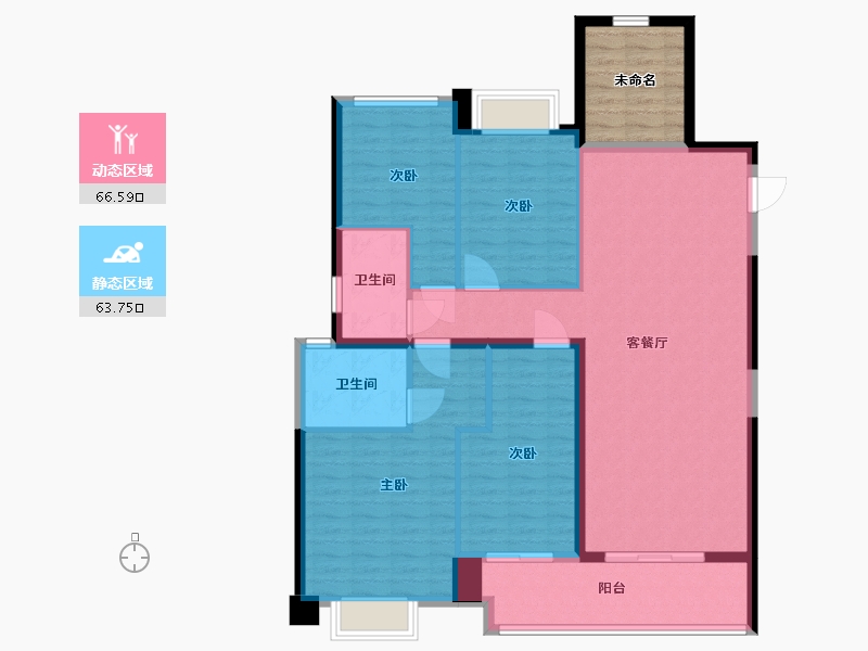 湖南省-长沙市-南山梅溪一方5栋建面157m²-125.96-户型库-动静分区