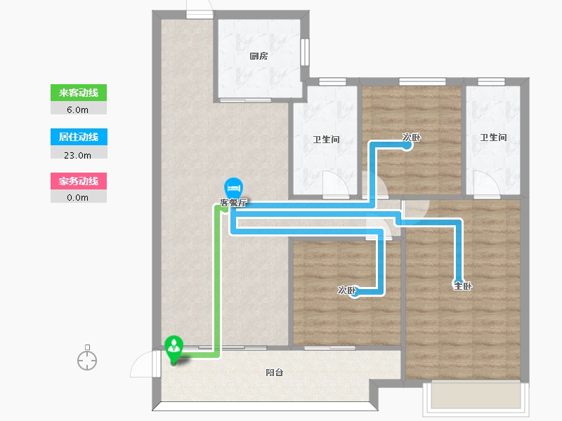 湖南省-长沙市-南山梅溪一方6栋建面120m²-96.01-户型库-动静线