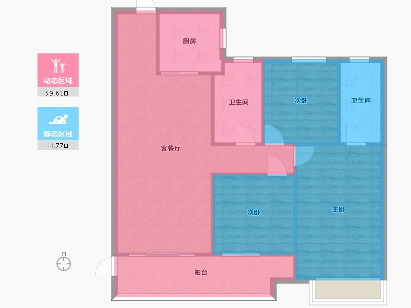 湖南省-长沙市-南山梅溪一方6栋建面120m²-96.01-户型库-动静分区