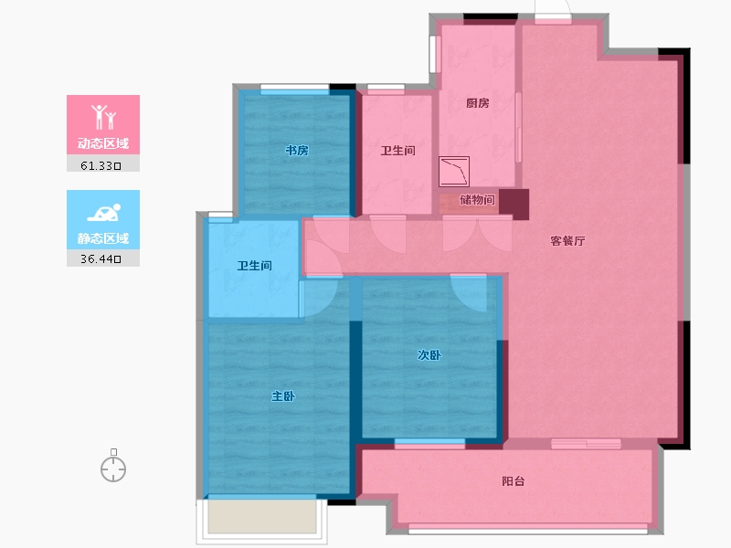 湖南省-长沙市-华润翡翠府3号栋建面116m²-86.67-户型库-动静分区