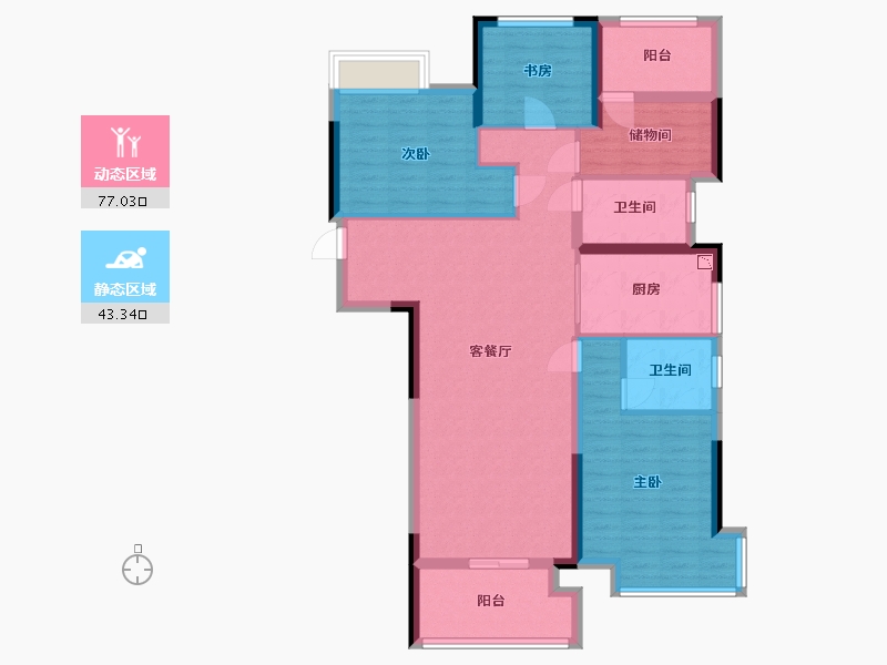 湖南省-长沙市-华润翡翠府3号栋建面139m²-107.82-户型库-动静分区