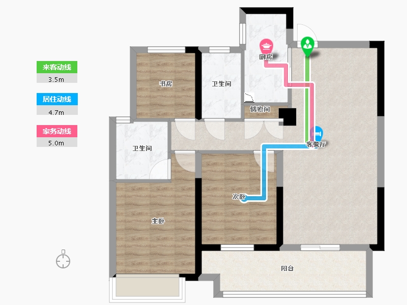 湖南省-长沙市-华润翡翠府7号栋建面111m²-83.88-户型库-动静线