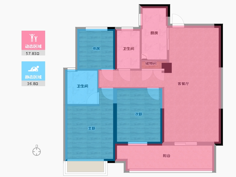 湖南省-长沙市-华润翡翠府7号栋建面111m²-83.88-户型库-动静分区