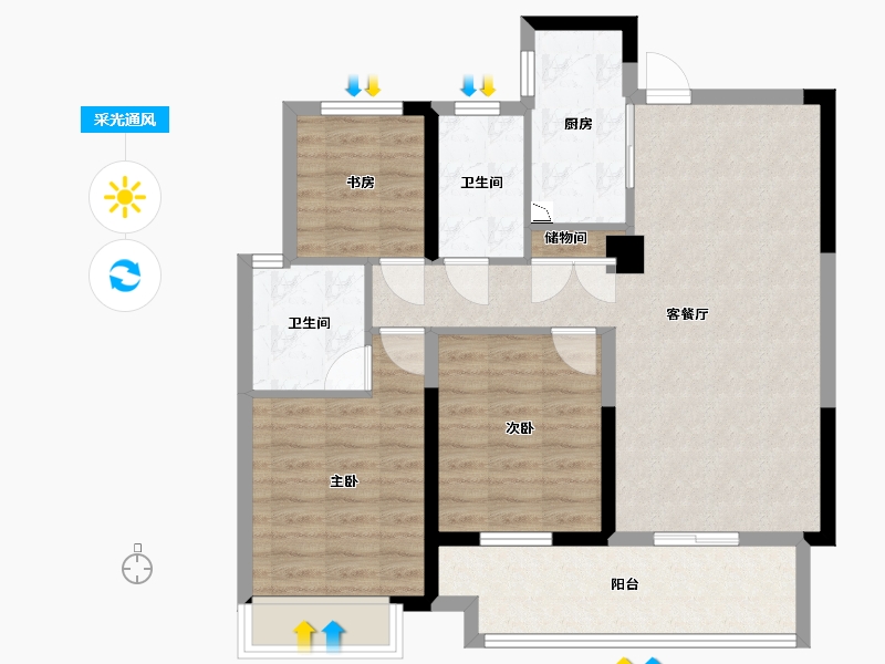 湖南省-长沙市-华润翡翠府7号栋建面111m²-83.88-户型库-采光通风