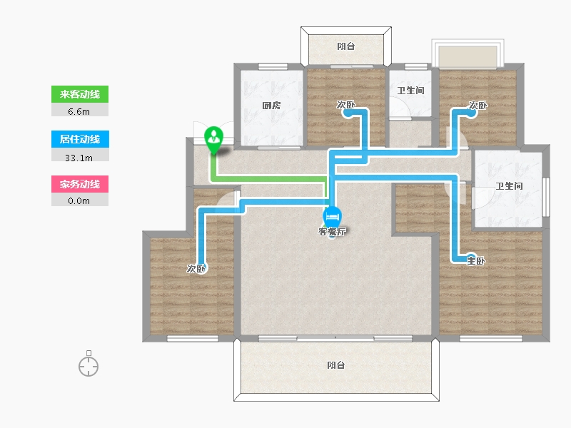 湖南省-长沙市-绿地麓湖郡建面147m²-125.62-户型库-动静线