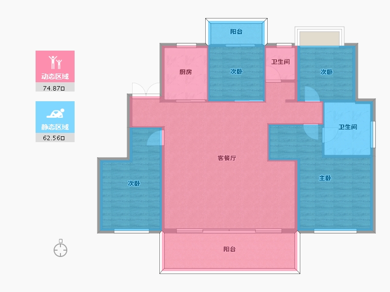 湖南省-长沙市-绿地麓湖郡建面147m²-125.62-户型库-动静分区