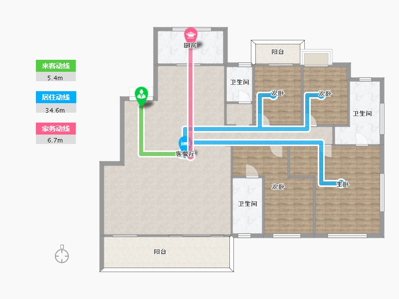 湖南省-长沙市-绿地麓湖郡建面216m²-189.26-户型库-动静线