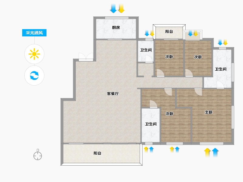 湖南省-长沙市-绿地麓湖郡建面216m²-189.26-户型库-采光通风