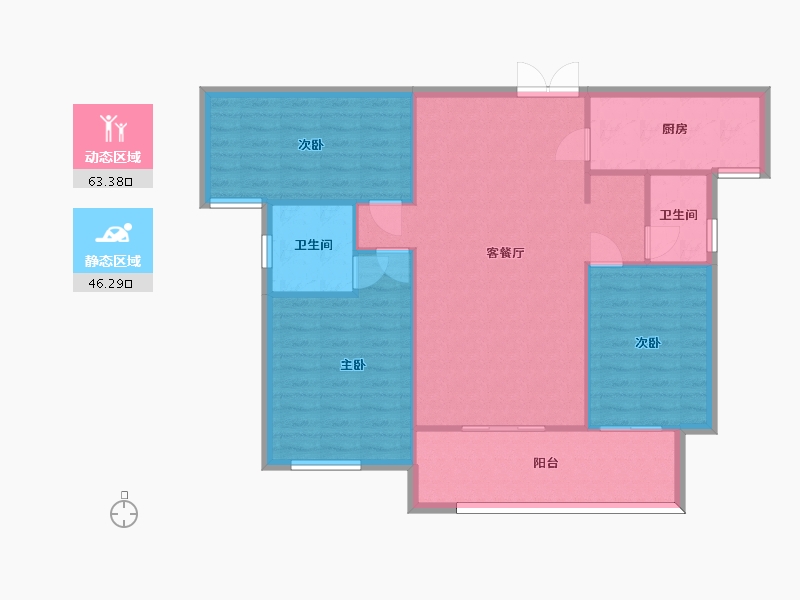 湖南省-长沙市-湘林熙水豪庭湘林熙水豪庭4号建面129m-101.01-户型库-动静分区