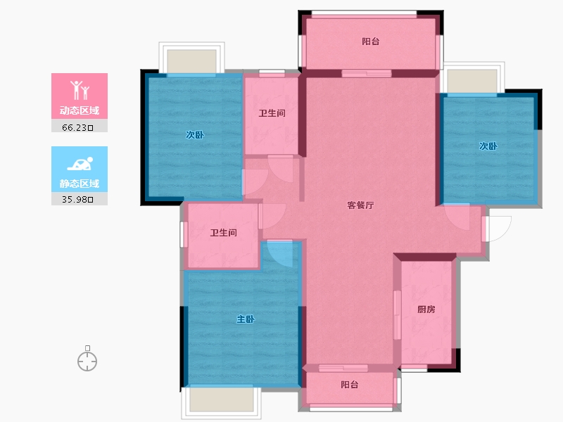 湖南省-长沙市-新里程潇湘名城建面121m²-91.20-户型库-动静分区