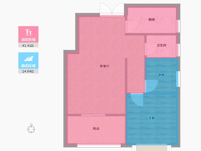 湖南省-长沙市-新世界柏樾新世界柏樾1号楼建面69m²-50.74-户型库-动静分区