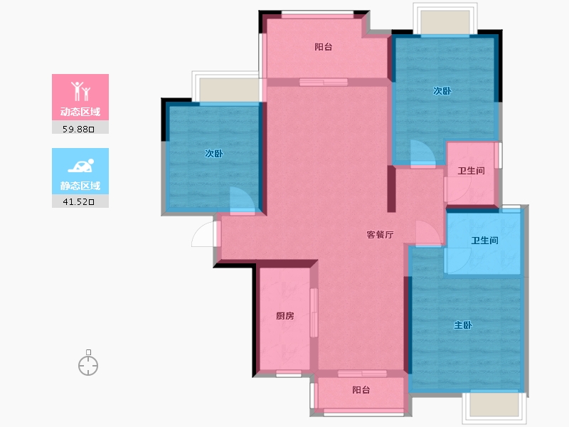 湖南省-长沙市-新里程潇湘名城建面120m²-89.81-户型库-动静分区