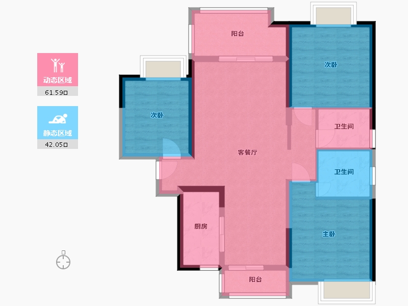 湖南省-长沙市-新里程潇湘名城建面123m²-92.56-户型库-动静分区