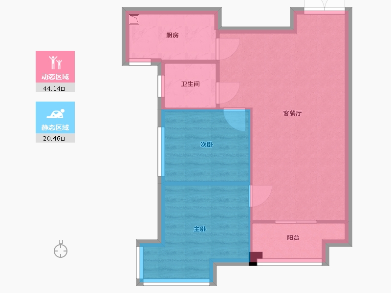 湖南省-长沙市-新世界柏樾新世界柏樾4号楼,新世界柏樾5号楼建面78m²-58.36-户型库-动静分区