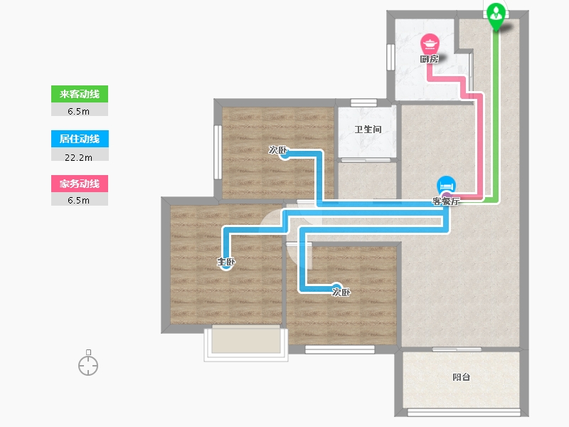 湖南省-长沙市-阳光城尚东湾建面100m²-80.00-户型库-动静线