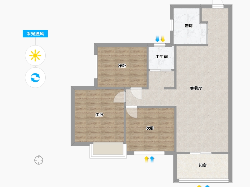 湖南省-长沙市-阳光城尚东湾建面100m²-80.00-户型库-采光通风