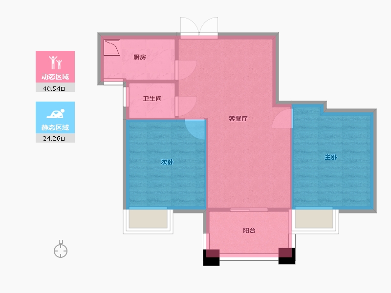 湖南省-长沙市-新世界柏樾新世界柏樾1号楼建面81m²-58.27-户型库-动静分区