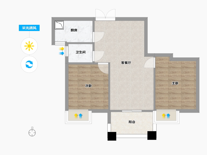 湖南省-长沙市-新世界柏樾新世界柏樾1号楼建面81m²-58.27-户型库-采光通风